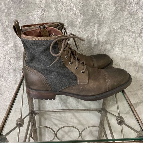 Aston Grey Recon Leather combat Boots Men size 11 Brown lace up / side zip - Picture 3 of 12